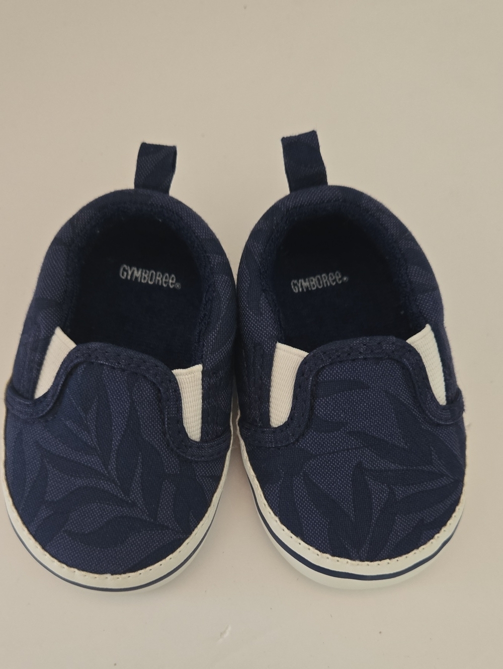 Gymboree Navy Leaf-Print Slip-On Soft Baby Shoes